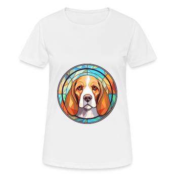 Beagle Hund Rasse Buntes Glas Buntes Aquarell - Frauen T-Shirt atmungsaktiv - Weiß - Vorne - AI Model Female 172 dark (172cm)