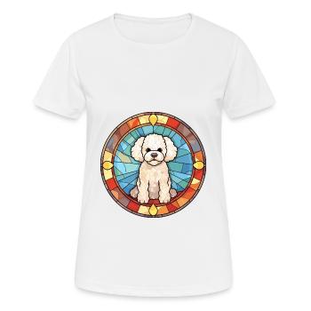 Bichon Frise Hunderasse Bunte Glasmalerei - Frauen T-Shirt atmungsaktiv - Weiß - Vorne - AI Model Female 172 dark (172cm)