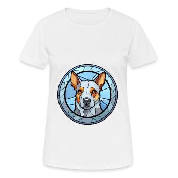 Blue Heeler chien race vitrail coloré eau - T-shirt respirant Femme - blanc - Devant - AI Model Female 172 dark (172cm)