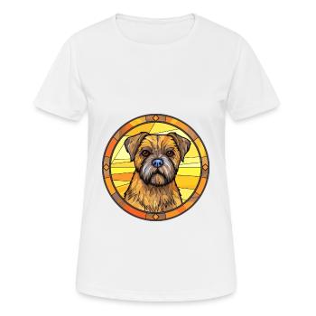 Border Terrier chien race vitrail coloré Wa - T-shirt respirant Femme - blanc - Devant - AI Model Female 172 dark (172cm)