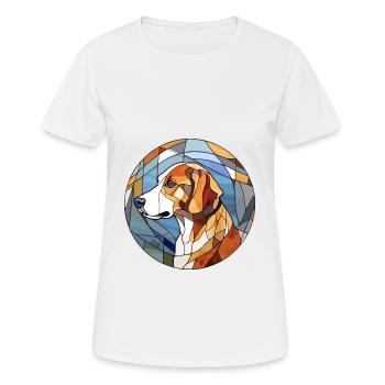 Braque Auvergne Hunderasse Buntglas Bunt W - Frauen T-Shirt atmungsaktiv - Weiß - Vorne - AI Model Female 172 dark (172cm)