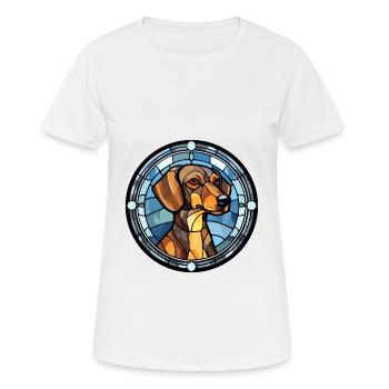 Braque Francais chien race vitrail coloré W - T-shirt respirant Femme - blanc - Devant - AI Model Female 172 dark (172cm)