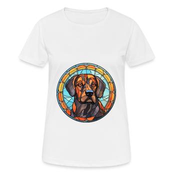 Berger de Beauce Hunderasse Buntglas bunt - Frauen T-Shirt atmungsaktiv - Weiß - Vorne - AI Model Female 172 dark (172cm)