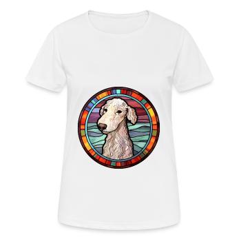 Bedlington Terrier chien race vitrail Colorfu - T-shirt respirant Femme - blanc - Devant - AI Model Female 172 dark (172cm)