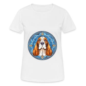 Basset Bleu De Gascogne Dog Breed Stained Glass Co - Women's Breathable T-Shirt - white - Front - AI Model Female 172 dark (172cm)