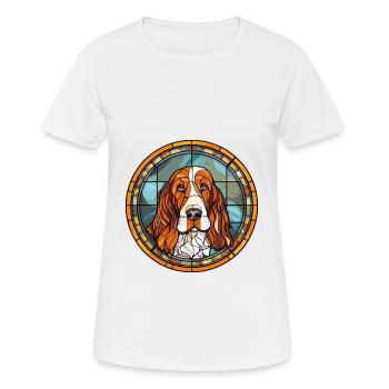 Basset Fauve de Bretagne Hunderasse Buntglas C - Frauen T-Shirt atmungsaktiv - Weiß - Vorne - AI Model Female 172 dark (172cm)