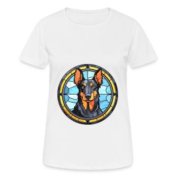 Beauceron Dog Breed Stained Glass Colorful Waterco - Women's Breathable T-Shirt - white - Front - AI Model Female 172 dark (172cm)