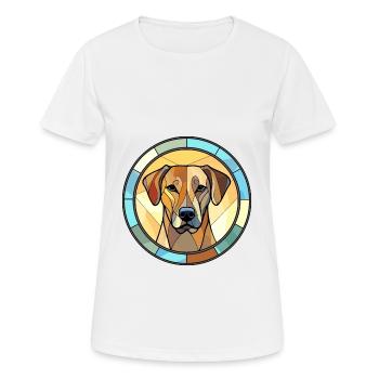 Bouche noire Cur chien race vitrail coloré W - T-shirt respirant Femme - blanc - Devant - AI Model Female 172 dark (172cm)
