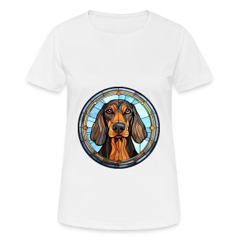 Noir et Tan Coonhound chien race vitrail Co - T-shirt respirant Femme - blanc - Devant - AI Model Female 172 dark (172cm)
