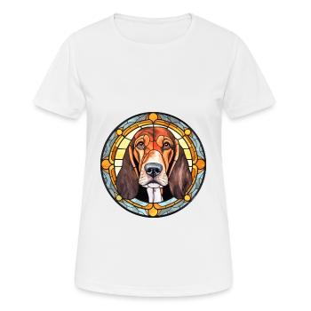 Chien de la Forêt-Noire chien race vitrail Colorfu - T-shirt respirant Femme - blanc - Devant - AI Model Female 172 dark (172cm)