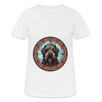 Terrier russe noir chien race vitrail Colo - T-shirt respirant Femme - blanc - Devant - AI Model Female 172 dark (172cm)