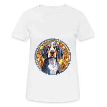 Bluetick Coonhound Dog Breed Stained Glass Colorfu - Women's Breathable T-Shirt - white - Front - AI Model Female 172 dark (172cm)