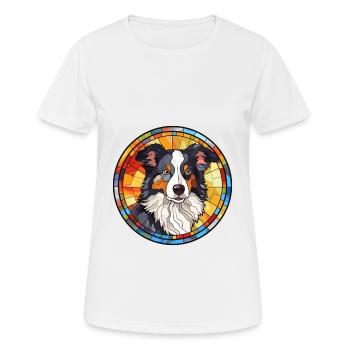 Border Collie Hunderasse Buntes Glas Wat - Frauen T-Shirt atmungsaktiv - Weiß - Vorne - AI Model Female 172 dark (172cm)