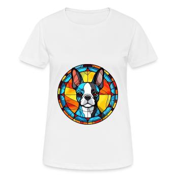 Boston Terrier chien race vitrail coloré Wa - T-shirt respirant Femme - blanc - Devant - AI Model Female 172 dark (172cm)