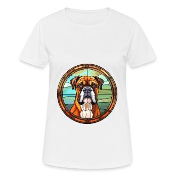 Bull Boxer Hund Rasse Buntes Glas Buntes Wasser - Frauen T-Shirt atmungsaktiv - Weiß - Vorne - AI Model Female 172 dark (172cm)