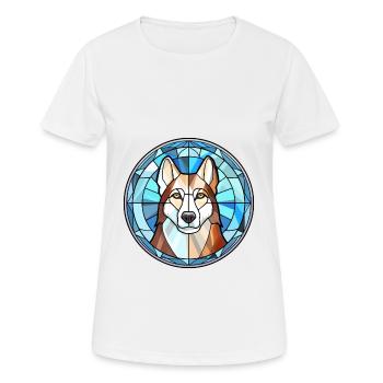 Labrador canadien Husky chien race vitrail Co - T-shirt respirant Femme - blanc - Devant - AI Model Female 172 dark (172cm)