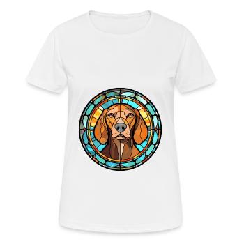 Cao De Seo Miguel race de chien vitrail coloré - T-shirt respirant Femme - blanc - Devant - AI Model Female 172 dark (172cm)