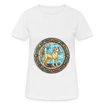 Chinese Imperial Dog Breed Stained Glass Colorful - Women's Breathable T-Shirt - white - Front - AI Model Female 172 dark (172cm)