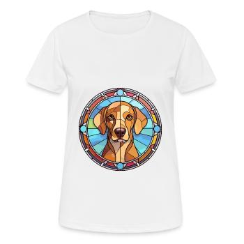 Cimarron Uruguayo Dog Breed Stained Glass Colorful - Women's Breathable T-Shirt - white - Front - AI Model Female 172 dark (172cm)