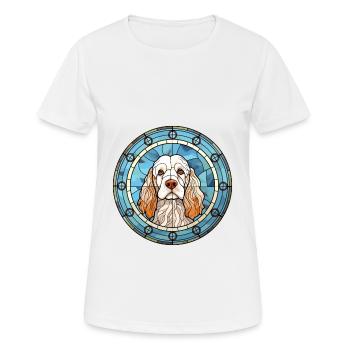 Clumber Spaniel Hund Rasse Buntes Glas Bunt W - Frauen T-Shirt atmungsaktiv - Weiß - Vorne - AI Model Female 172 dark (172cm)