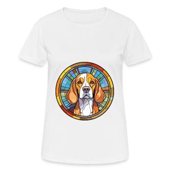 Beagle Harrier Hunderasse Buntes Glas Bunt Wa - Frauen T-Shirt atmungsaktiv - Weiß - Vorne - AI Model Female 172 dark (172cm)