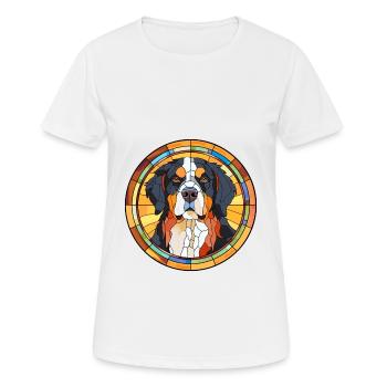 Bernese Mountain Dog Breed Stained Glass Colorful - Women's Breathable T-Shirt - white - Front - AI Model Female 172 dark (172cm)