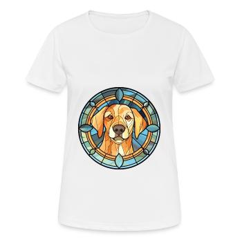 Billy chien race vitrail aquarelle colorée - T-shirt respirant Femme - blanc - Devant - AI Model Female 172 dark (172cm)