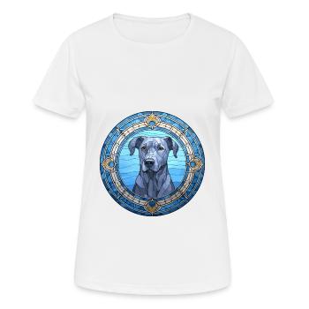 Bleu dentelle chien race vitrail coloré Waterco - T-shirt respirant Femme - blanc - Devant - AI Model Female 172 dark (172cm)
