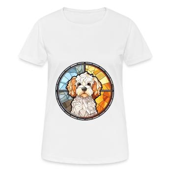Bolognaise chien race vitrail coloré Waterco - T-shirt respirant Femme - blanc - Devant - AI Model Female 172 dark (172cm)