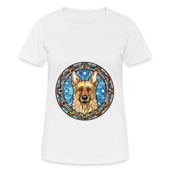 Bohemian Shepherd Dog Breed Stained Glass Colorful - Women's Breathable T-Shirt - white - Front - AI Model Female 172 dark (172cm)