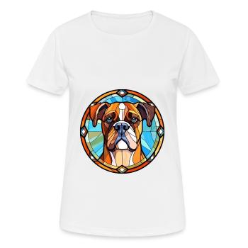 Boxer Hund Rasse Buntes Glas Buntes Aquarell - Frauen T-Shirt atmungsaktiv - Weiß - Vorne - AI Model Female 172 dark (172cm)