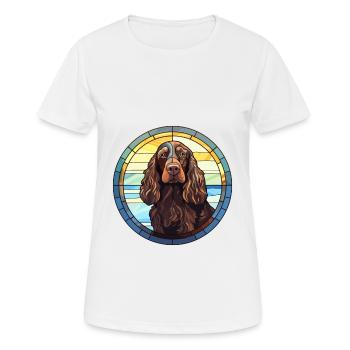 Boykin Spaniel chien race vitrail coloré Wa - T-shirt respirant Femme - blanc - Devant - AI Model Female 172 dark (172cm)
