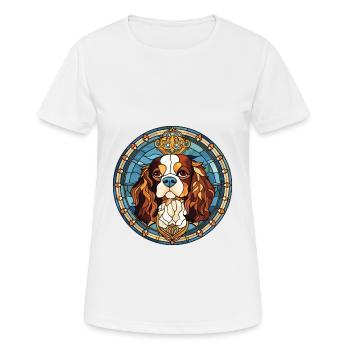 Cavalier Dog Breed Stained Glass Colorful Watercol - Women's Breathable T-Shirt - white - Front - AI Model Female 172 dark (172cm)