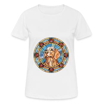 Chien Francais Dog Breed vitrail coloré Wa - T-shirt respirant Femme - blanc - Devant - AI Model Female 172 dark (172cm)