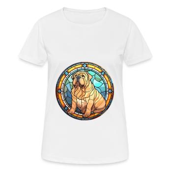 Chinois Shar Pei chien race vitrail coloré - T-shirt respirant Femme - blanc - Devant - AI Model Female 172 dark (172cm)