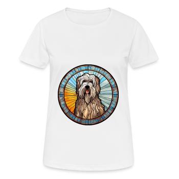 Briard Dog Breed Stained Glass Colorful Watercolor - Women's Breathable T-Shirt - white - Front - AI Model Female 172 dark (172cm)