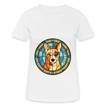 Canaan chien race vitrail aquarelle colorée - T-shirt respirant Femme - blanc - Devant - AI Model Female 172 dark (172cm)