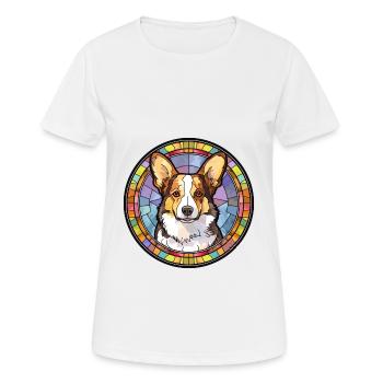 Cardigan Welsh Corgi chien race vitrail couleur - T-shirt respirant Femme - blanc - Devant - AI Model Female 172 dark (172cm)