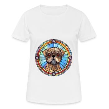 Griffon de Bruxelles chien race vitrail coloré - T-shirt respirant Femme - blanc - Devant - AI Model Female 172 dark (172cm)