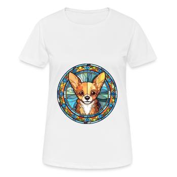 Chihuahua Dog Breed Stained Glass Colorful Waterco - Women's Breathable T-Shirt - white - Front - AI Model Female 172 dark (172cm)