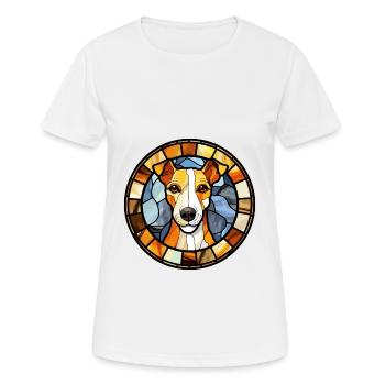 Chilenischer Foxterrier Hunderasse Buntglas Colorf - Frauen T-Shirt atmungsaktiv - Weiß - Vorne - AI Model Female 172 dark (172cm)