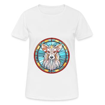 Chinois à crête chien race vitrail coloré W - T-shirt respirant Femme - blanc - Devant - AI Model Female 172 dark (172cm)
