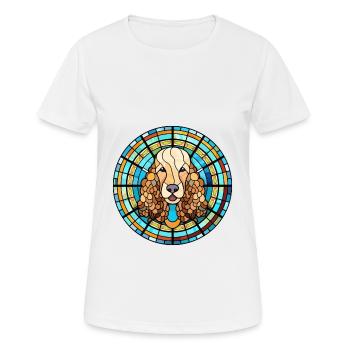 Cordon caniche chien race vitrail coloré Wat - T-shirt respirant Femme - blanc - Devant - AI Model Female 172 dark (172cm)
