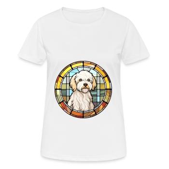 Coton De Tuléar chien race vitrail coloré W - T-shirt respirant Femme - blanc - Devant - AI Model Female 172 dark (172cm)
