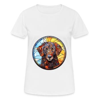 Curly Coated Retriever Dog Breed Stained Glass Col - Women's Breathable T-Shirt - white - Front - AI Model Female 172 dark (172cm)