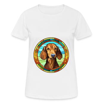 Dackel Hund Rasse Buntes Glas Buntes Wasserco - Frauen T-Shirt atmungsaktiv - Weiß - Vorne - AI Model Female 172 dark (172cm)