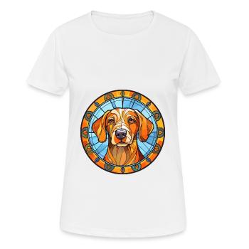 Danois suédois chien chien race vitrail Col - T-shirt respirant Femme - blanc - Devant - AI Model Female 172 dark (172cm)