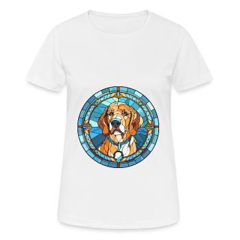 Deutscher Wachtelhund Hunderasse Buntglas Colo - Frauen T-Shirt atmungsaktiv - Weiß - Vorne - AI Model Female 172 dark (172cm)