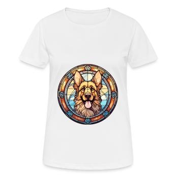 Drentse Patrijshond Hunderasse Buntglas Colorf - Frauen T-Shirt atmungsaktiv - Weiß - Vorne - AI Model Female 172 dark (172cm)