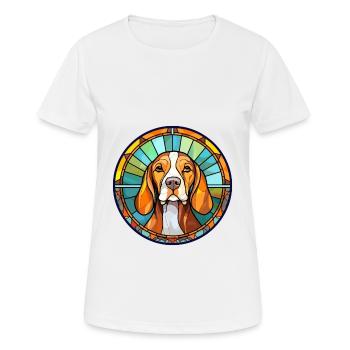 Deutsche Bracke Hunderasse Buntglas Bunt W - Frauen T-Shirt atmungsaktiv - Weiß - Vorne - AI Model Female 172 dark (172cm)